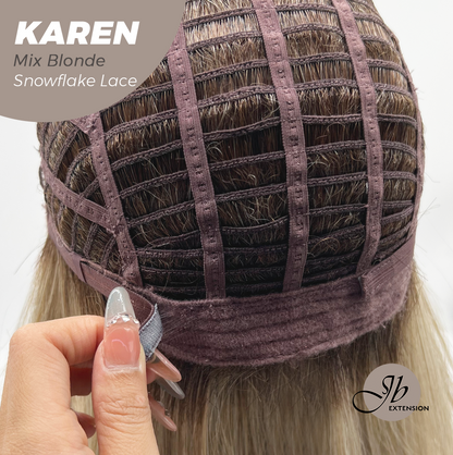 [PRE-ORDER] JBEXTENSION 18 Inches Mix Blonde Pre-Cut Arc Snowflake Lace Frontlace Glueless Wig KAREN MIX BLONDE【BENDY EAR TABS】