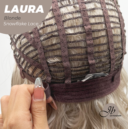 JBEXTENSION 14 Inches Blonde Pre-Cut Side Part Snowflake Lace Frontlace Glueless Wig LAURA SNOWFLAKE【BENDY EAR TABS】- S/M
