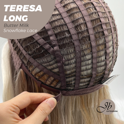 JBEXTENSION 22 Inches Long Butter Milk Pre-Cut Snowflake Lace Frontlace Glueless Wig TERESA LONG BUTTER MILK【PERMATEASE】【BENDY EAR TABS】- S/M