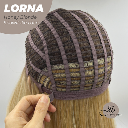 [FINAL SALE] JBEXTENSION 18 Inches Honey Blonde Curly Pre-Cut Snowflake Lace Frontlace Glueless Wig LORNA SNOWFLAKE HONEY BLONDE【PERMATEASE】【BENDY EAR TABS】
