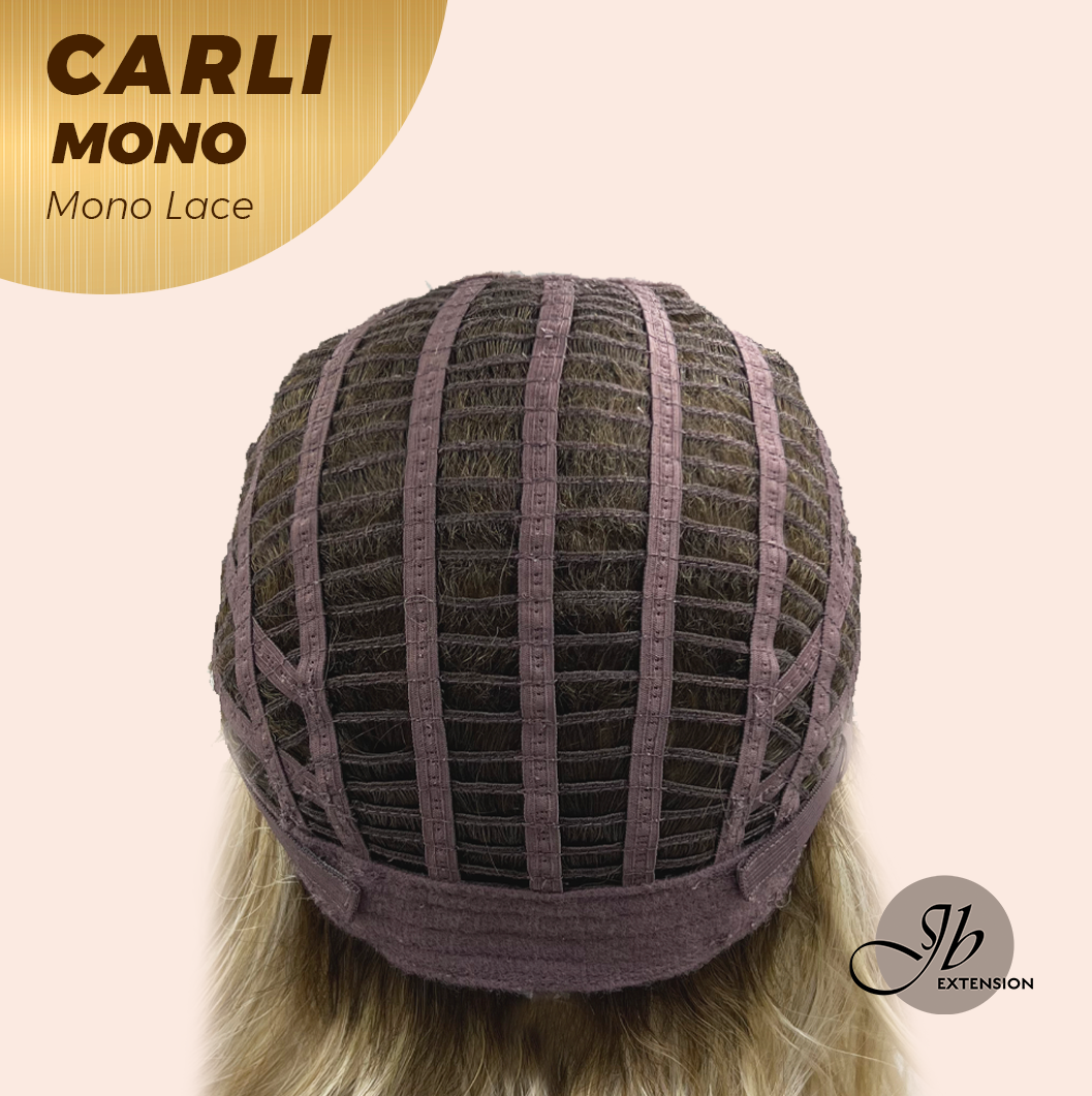 JBEXTENSION CARLI MONO Monofilament Handmade Wig 6X5 Full Monofilament Hand Tied Top Wig 14 Inches Mix Blonde Wave Mono Lace Wig With Anti-slip Silicone Strips Glueless Wig CARLI MONO【BENDY EAR TABS】