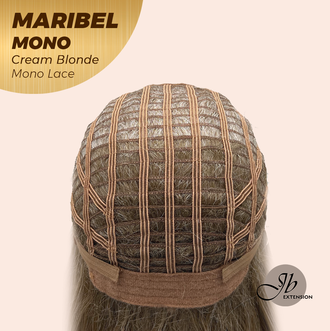 JBEXTENSION MARIBEL MONO CREAM BLONDE Monofilament Handmade Wig 6X5 Full Monofilament Hand Tied Top Wig 16 Inches Cream Blonde Wave Mono Lace Wig With Anti-slip Silicone Strips Glueless Wig MARIBEL MONO CREAM BLONDE【BENDY EAR TABS】