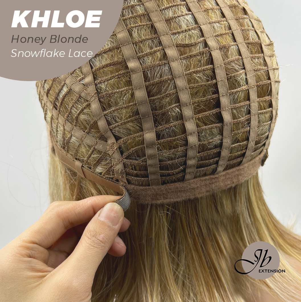 JBEXTENSION 12 Inches Bob Cut Honey Blonde Pre-Cut Snowflake Lace Frontlace Glueless Wig KHLOE HONEY BLONDE【PERMATEASE】【BENDY EAR TABS】- M/L