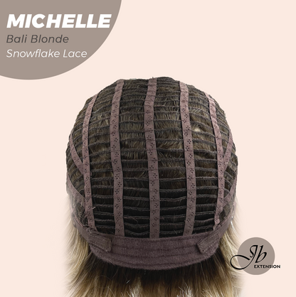 JBEXTENSION 10 Inches Bali Blonde Pre-Cut Side Part Snowflake Lace Frontlace Glueless Wig MICHELLE BALI BLONDE【BENDY EAR TABS】- S/M