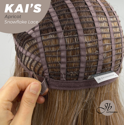 JBEXTENSION 18 Inches Apricot Pre-Cut Snowflake Lace Frontlace Glueless Wig KAI'S APRICOT【PERMATEASE】【BENDY EAR TABS】- M/L