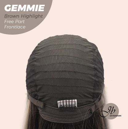 [FINAL SALE] JBEXTENSION 20 Inches Brown Highlight Pre-Cut Free Part Frontlace Glueless Wig GEMMIE BROWN HIGHLIGHT