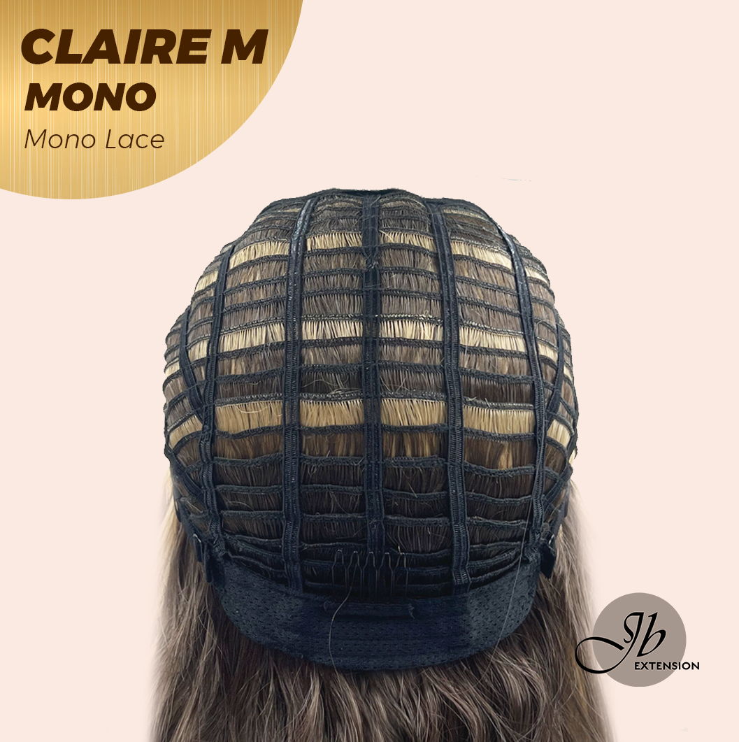 JBEXTENSION CLAIRE MONO Partial Monofilament Wig 22 Inches Brown with Highlight Partial Mono Lace Glueless Wig CLAIRE MONO【BENDY EAR TABS】