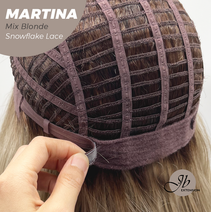 JBEXTENSION 17 Inches Wave Mix Blonde Pre-Cut Side Part Snowflake Lace Frontlace Glueless Wig MARTINA MIX BLONDE【BENDY EAR TABS】