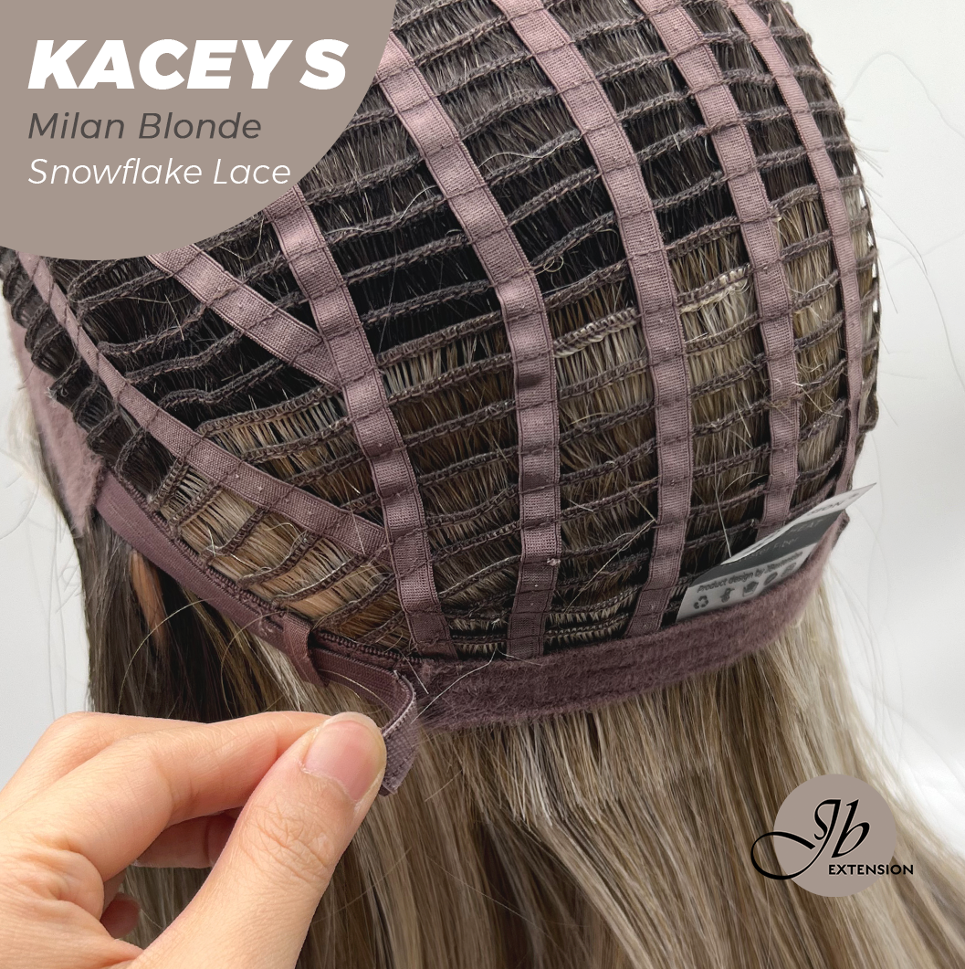 JBEXTENSION 20 Inches Milan Blonde Pre-Cut Snowflake Lace Frontlace Glueless Wig KACEY S MILAN BLONDE【PERMATEASE】【BENDY EAR TABS】- M/L
