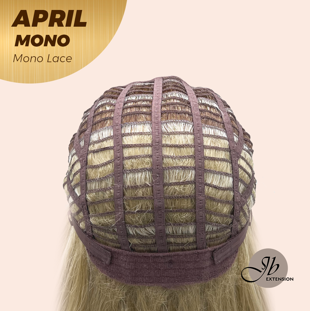 JBEXTENSION APRIL MONO Monofilament Handmade Wig 6X5 Full Monofilament Hand Tied Top Wig 18 Inches Mix Blonde Mono Lace Wig With Anti-slip Silicone Strips Glueless Wig APRIL MONO MIX BLONDE【BENDY EAR TABS】
