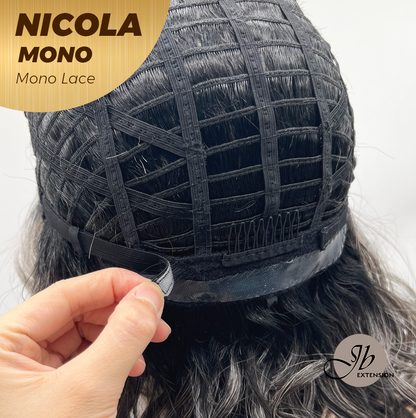[FINAL SALE] JBEXTENSION NICOLA MONO Monofilament Handmade Wig 6X5 Full Monofilament Hand Tied Top Wig 14 Inches Salt and Pepper Mono Lace Wig Glueless Wig NICOLA MONO【BENDY EAR TABS】