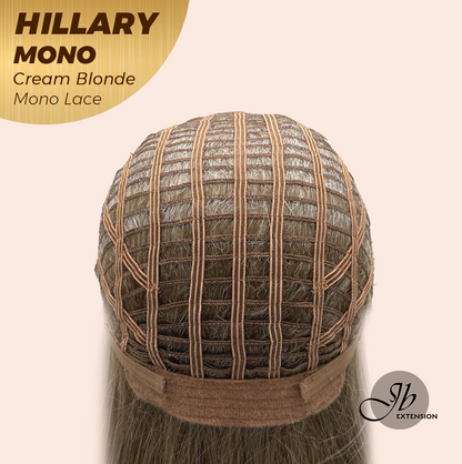 JBEXTENSION HILLARY MONO CREAM BLONDE Monofilament Handmade Wig 6X5 Full Monofilament Hand Tied Top Wig 16 Inches Cream Blonde Straight Mono Lace Wig With Anti-slip Silicone Strips Glueless Wig HILLARY MONO CREAM BLONDE【BENDY EAR TABS】