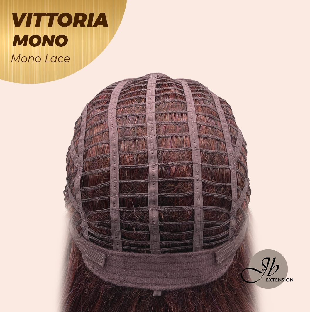 [FINAL SALE] JBEXTENSION VITTORIA MONO Monofilament Handmade Wig 6X5 Full Monofilament Hand Tied Top Wig 16 Inches Dark Red Curly Mono Lace Wig With Anti-slip Silicone Strips Glueless Wig VITTORIA MONO【BENDY EAR TABS】