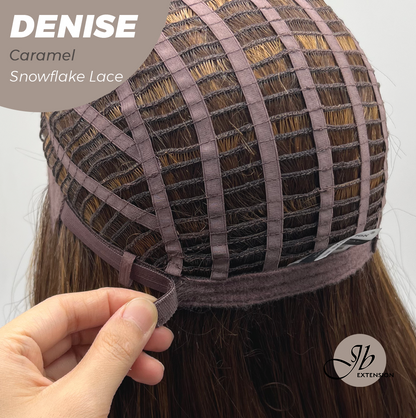 JBEXTENSION 24 Inches Caramel Wave Pre-Cut Snowflake Lace Frontlace Glueless Wig DENISE CARAMEL【PERMATEASE】【BENDY EAR TABS】- M/L