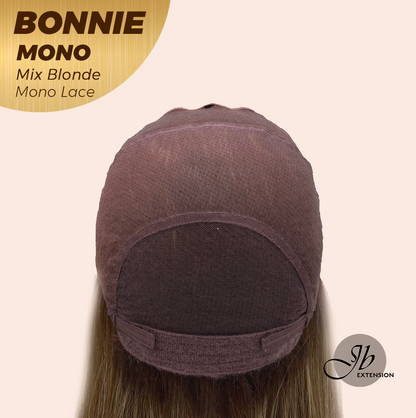 HOT OF SEASON - BONNIE MONO Full Monofilament Handmade Full Lace Full Hand Tied Wig 12 Inches Mix Blonde With Dark Root Mono Lace Handmade Futura Fiber Glueless Wig BONNIE MONO MIX BLONDE【BENDY EAR TABS】
