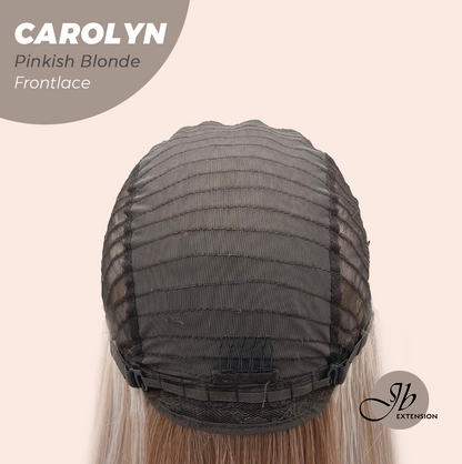 JBEXTENSION 26 Inches Straight Pinkish Blonde Highlight Pre-Cut Frontlace Glueless Wig CAROLYN