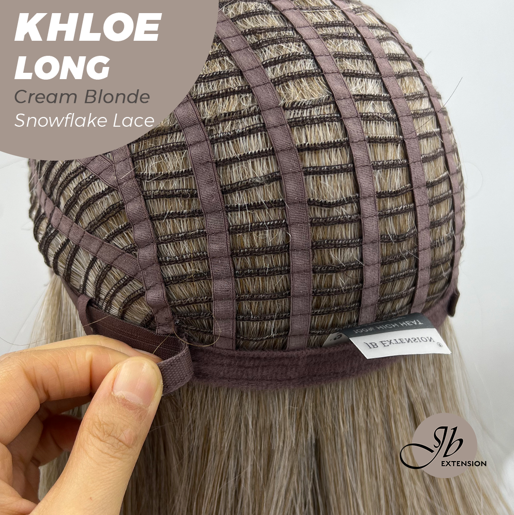 [FINAL SALE] JBEXTENSION 18 Inches Cream Blonde Pre-Cut Snowflake Lace Frontlace Glueless Wig KHLOE LONG CREAM BLONDE【PERMATEASE】【BENDY EAR TABS】