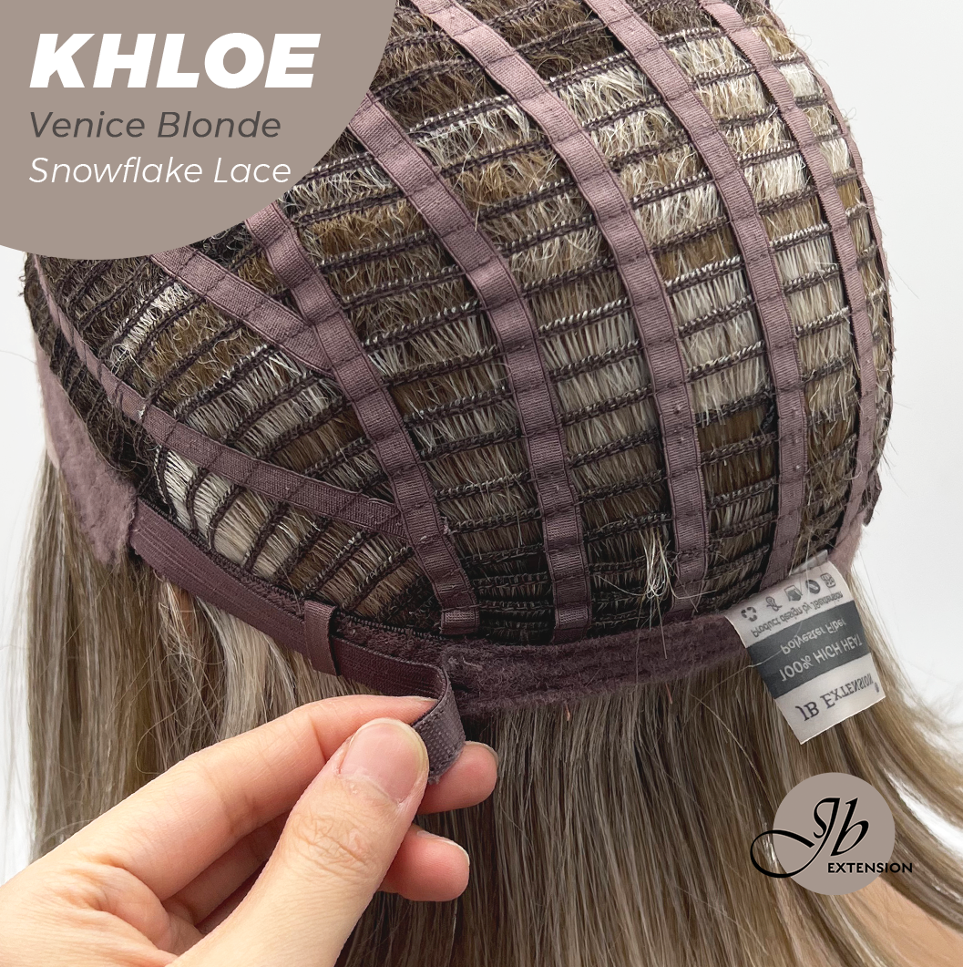JBEXTENSION 12 Inches Bob Cut Venice Blonde Pre-Cut Snowflake Lace Frontlace Glueless Wig KHLOE VENICE BLONDE【PERMATEASE】【BENDY EAR TABS】- M/L