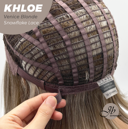 JBEXTENSION 12 Inches Bob Cut Venice Blonde Pre-Cut Snowflake Lace Frontlace Glueless Wig KHLOE VENICE BLONDE【PERMATEASE】【BENDY EAR TABS】- M/L