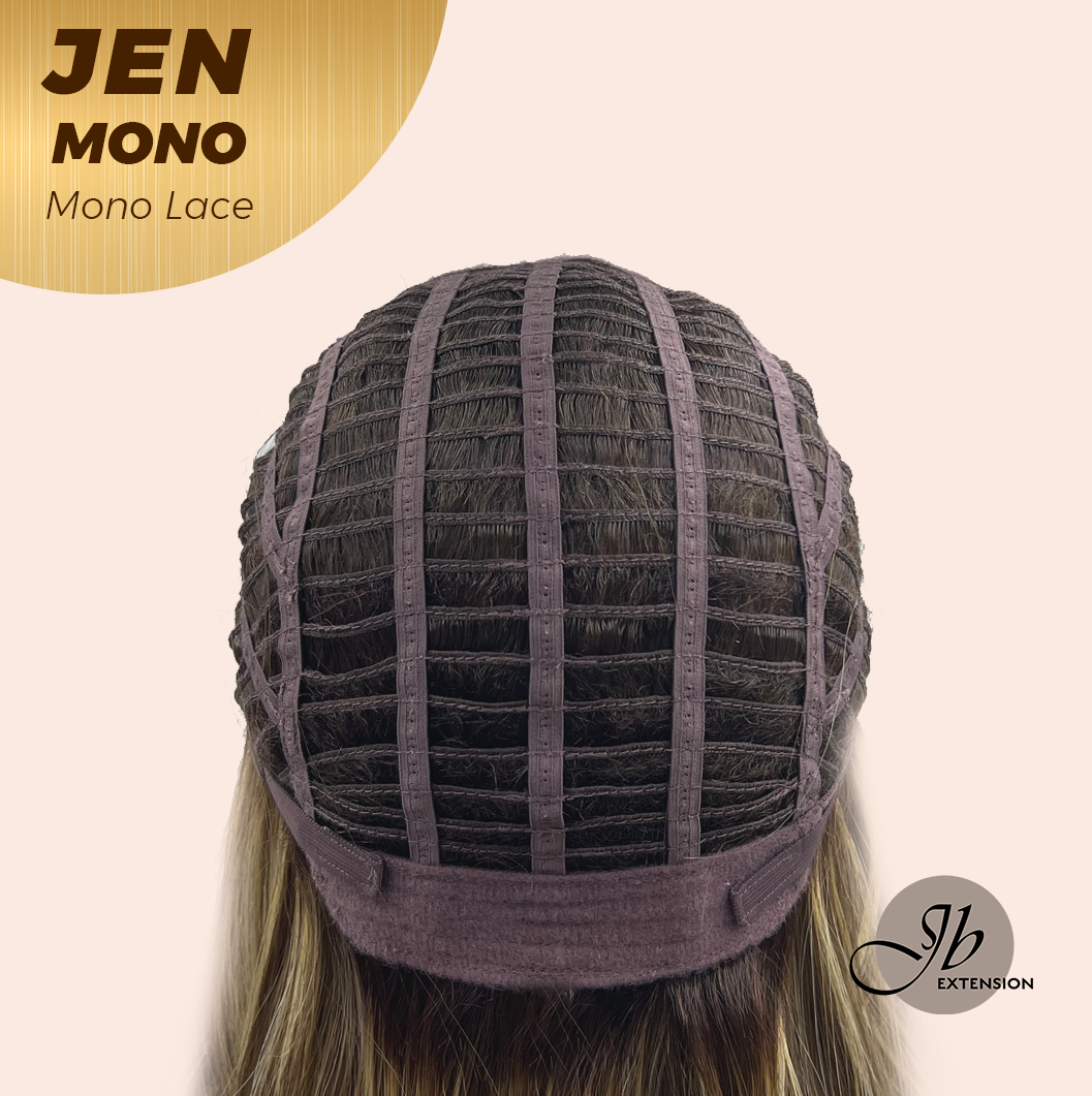 JBEXTENSION JEN MONO Monofilament Handmade Wig 6X5 Full Monofilament Hand Tied Top Wig 18 Inches Hazelnut Blonde Highlight Mono Lace Wig With Anti-slip Silicone Strips Glueless Wig JEN MONO【BENDY EAR TABS】