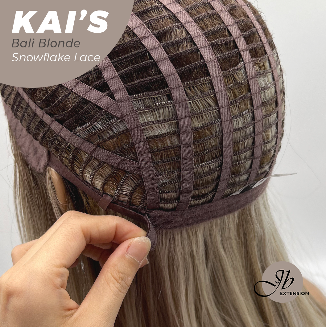 JBEXTENSION 18 Inches Bali Blonde Pre-Cut Snowflake Lace Frontlace Glueless Wig KAI'S BALI BLONDE【PERMATEASE】【BENDY EAR TABS】- M/L