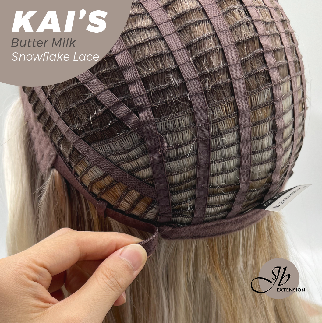 JBEXTENSION 18 Inches Butter Milk Pre-Cut Snowflake Lace Frontlace Glueless Wig KAI'S BUTTER MILK【PERMATEASE】【BENDY EAR TABS】- M/L