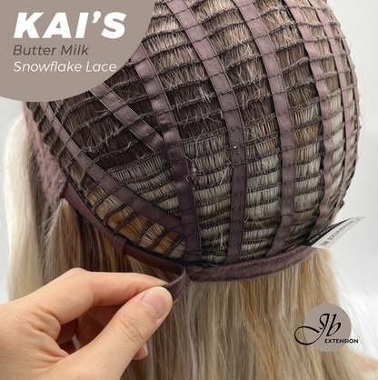 JBEXTENSION 18 Inches Butter Milk Pre-Cut Snowflake Lace Frontlace Glueless Wig KAI'S BUTTER MILK【PERMATEASE】【BENDY EAR TABS】- M/L