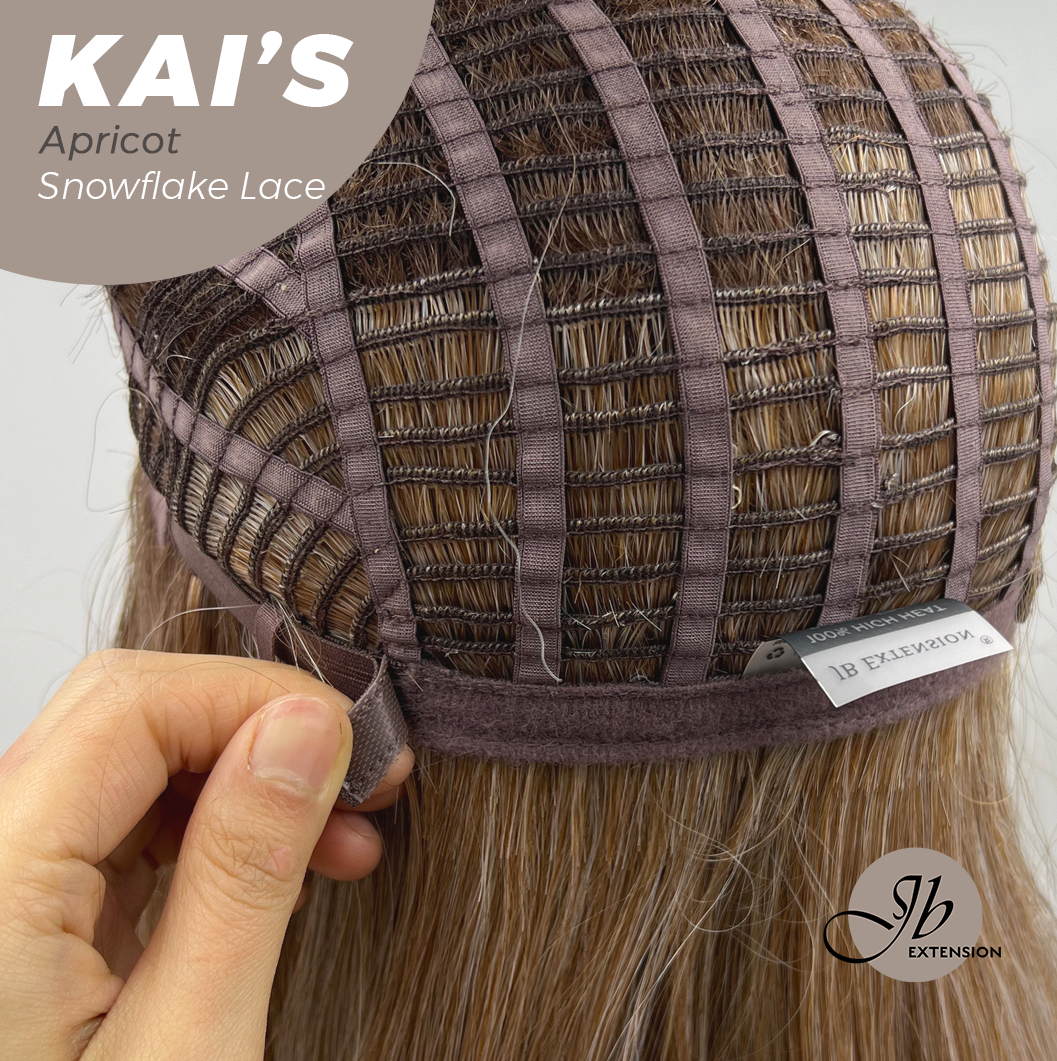 [FINAL SALE] JBEXTENSION 18 Inches Apricot Pre-Cut Snowflake Lace Frontlace Glueless Wig KAI'S APRICOT【PERMATEASE】【BENDY EAR TABS】- S/M