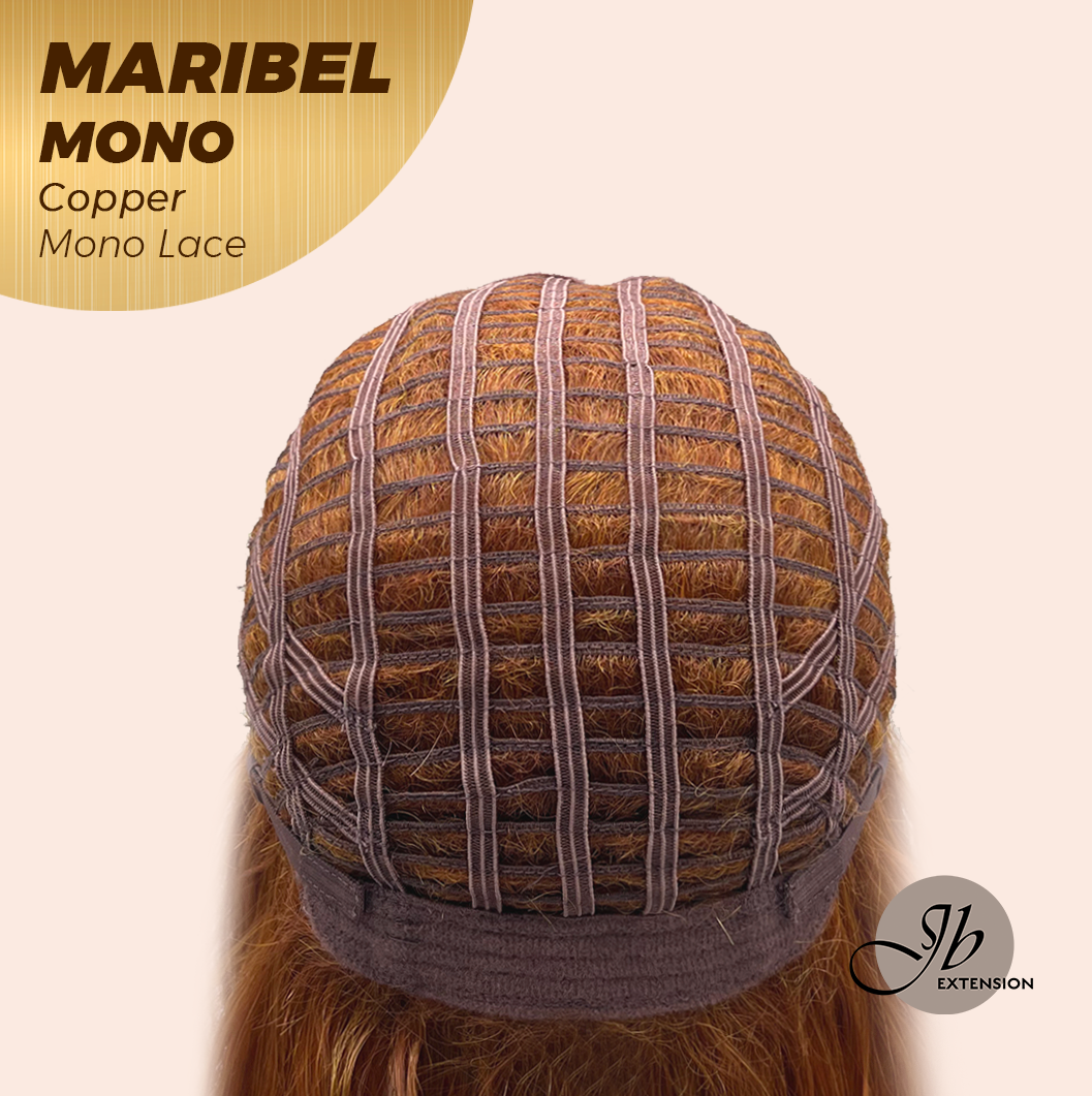 JBEXTENSION MARIBEL MONO COPPER Monofilament Handmade Wig 6X5 Full Monofilament Hand Tied Top Wig 16 Inches Copper Wave Mono Lace Wig With Anti-slip Silicone Strips Glueless Wig MARIBEL MONO COPPER【BENDY EAR TABS】