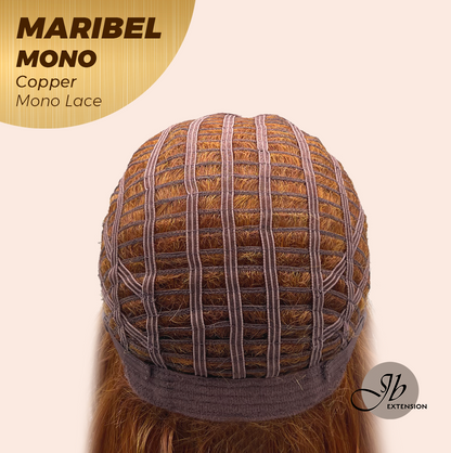 JBEXTENSION MARIBEL MONO COPPER Monofilament Handmade Wig 6X5 Full Monofilament Hand Tied Top Wig 16 Inches Copper Wave Mono Lace Wig With Anti-slip Silicone Strips Glueless Wig MARIBEL MONO COPPER【BENDY EAR TABS】