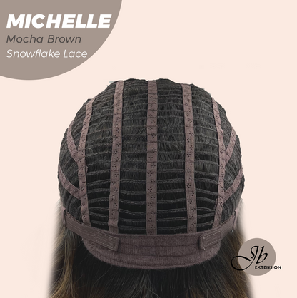 JBEXTENSION 10 Inches Mocha Brown Pre-Cut Side Part Snowflake Lace Frontlace Glueless Wig MICHELLE MOCHA BROWN【BENDY EAR TABS】- M/L