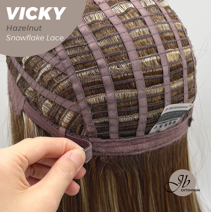 [FINAL SALE] JBEXTENSION 20 Inches Hazelnut Pre-Cut Snowflake Lace Frontlace Glueless Wig VICKY HAZELNUT【PERMATEASE】【BENDY EAR TABS】- M/L