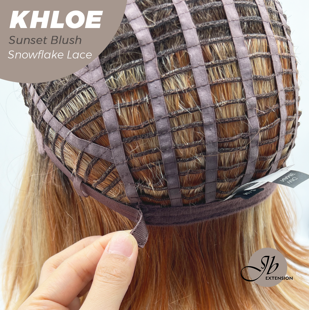 JBEXTENSION 12 Inches Bob Cut Sunset Blush Pre-Cut Snowflake Lace Frontlace Glueless Wig KHLOE SUNSET BLUSH【PERMATEASE】【BENDY EAR TABS】- S/M