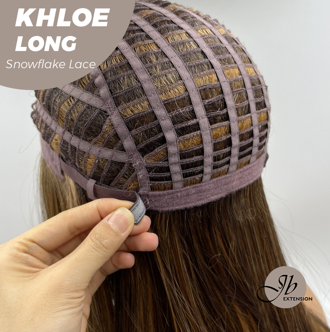 JBEXTENSION 18 Inches Caramel Pre-Cut Snowflake Lace Frontlace Glueless Wig KHLOE LONG【PERMATEASE】【BENDY EAR TABS】- M/L