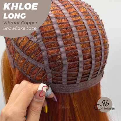 [FINAL SALE] JBEXTENSION 18 Inches Vibrant Copper Pre-Cut Snowflake Lace Frontlace Glueless Wig KHLOE LONG VIBRANT COPPER【PERMATEASE】【BENDY EAR TABS】