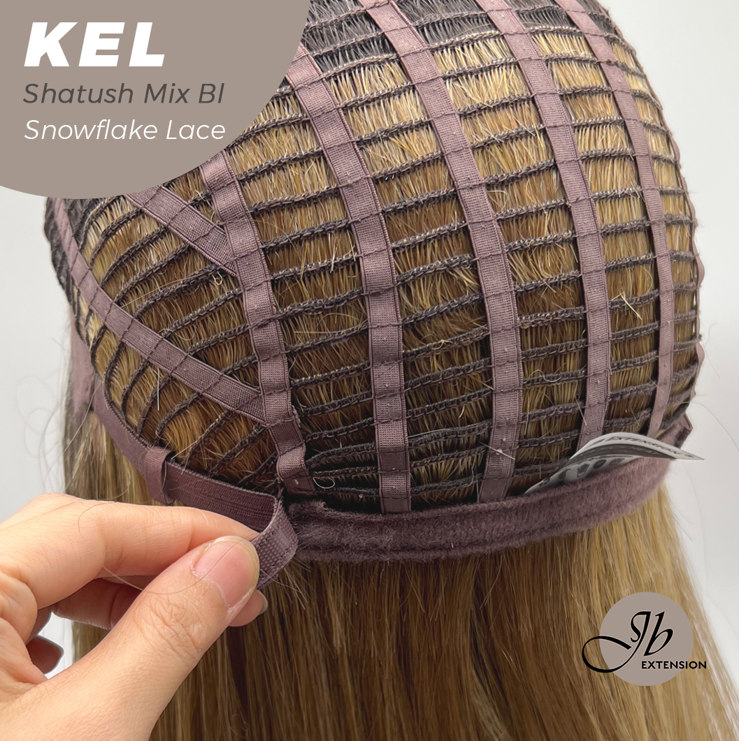 JBEXTENSION 22 Inches Shatush Mix Blonde Pre-Cut Snowflake Lace Frontlace Glueless Wig KEL SHATUSH MIX BLONDE【PERMATEASE】【BENDY EAR TABS】- M/L