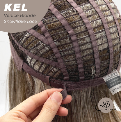 JBEXTENSION 22 Inches Venice Blonde Pre-Cut Snowflake Lace Frontlace Glueless Wig KEL VENICE BLONDE【PERMATEASE】【BENDY EAR TABS】- M/L