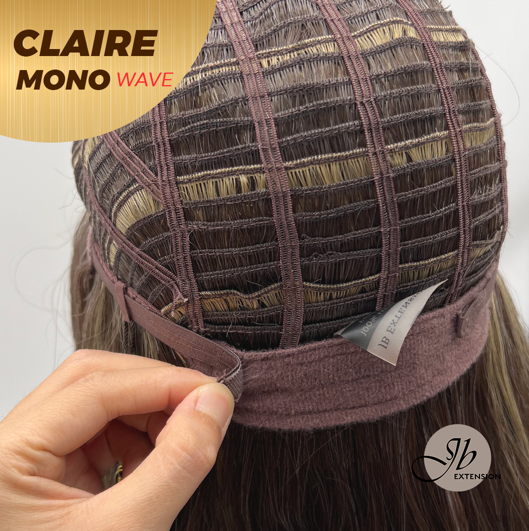 [FINAL SALE] JBEXTENSION CLAIRE MONO WAVE Partial Monofilament Wig 22 Inches Brown With Highlight Partial Mono Lace Glueless Wig CLAIRE MONO-WAVE【BENDY EAR TABS】