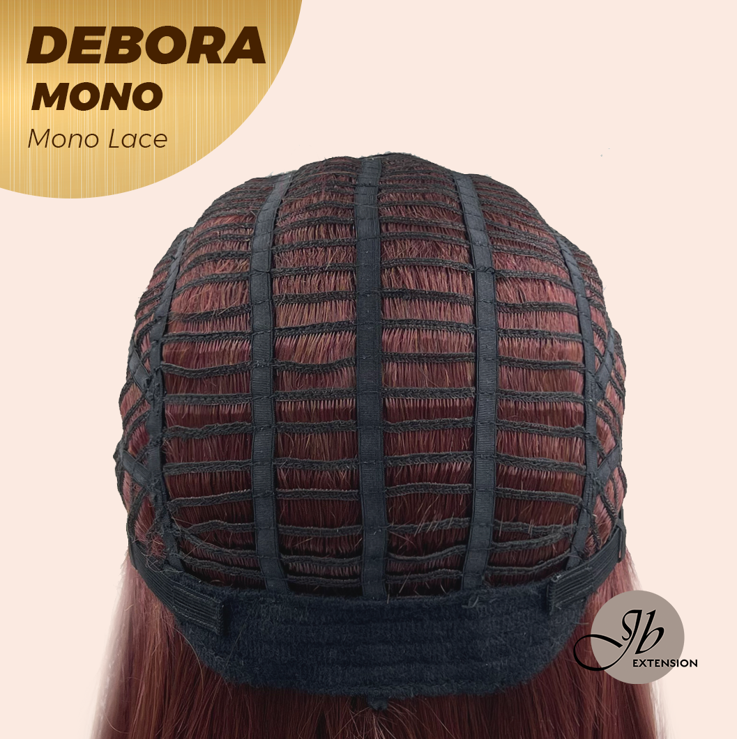 JBEXTENSION DEBORA MONO Monofilament Handmade Wig 6X5 Full Monofilament Hand Tied Top Wig 20 Inches Dark Red Mono Lace Wig With Anti-slip Silicone Strips Glueless Wig DEBORA MONO【BENDY EAR TABS】