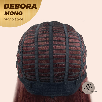 JBEXTENSION DEBORA MONO Monofilament Handmade Wig 6X5 Full Monofilament Hand Tied Top Wig 20 Inches Dark Red Mono Lace Wig With Anti-slip Silicone Strips Glueless Wig DEBORA MONO【BENDY EAR TABS】