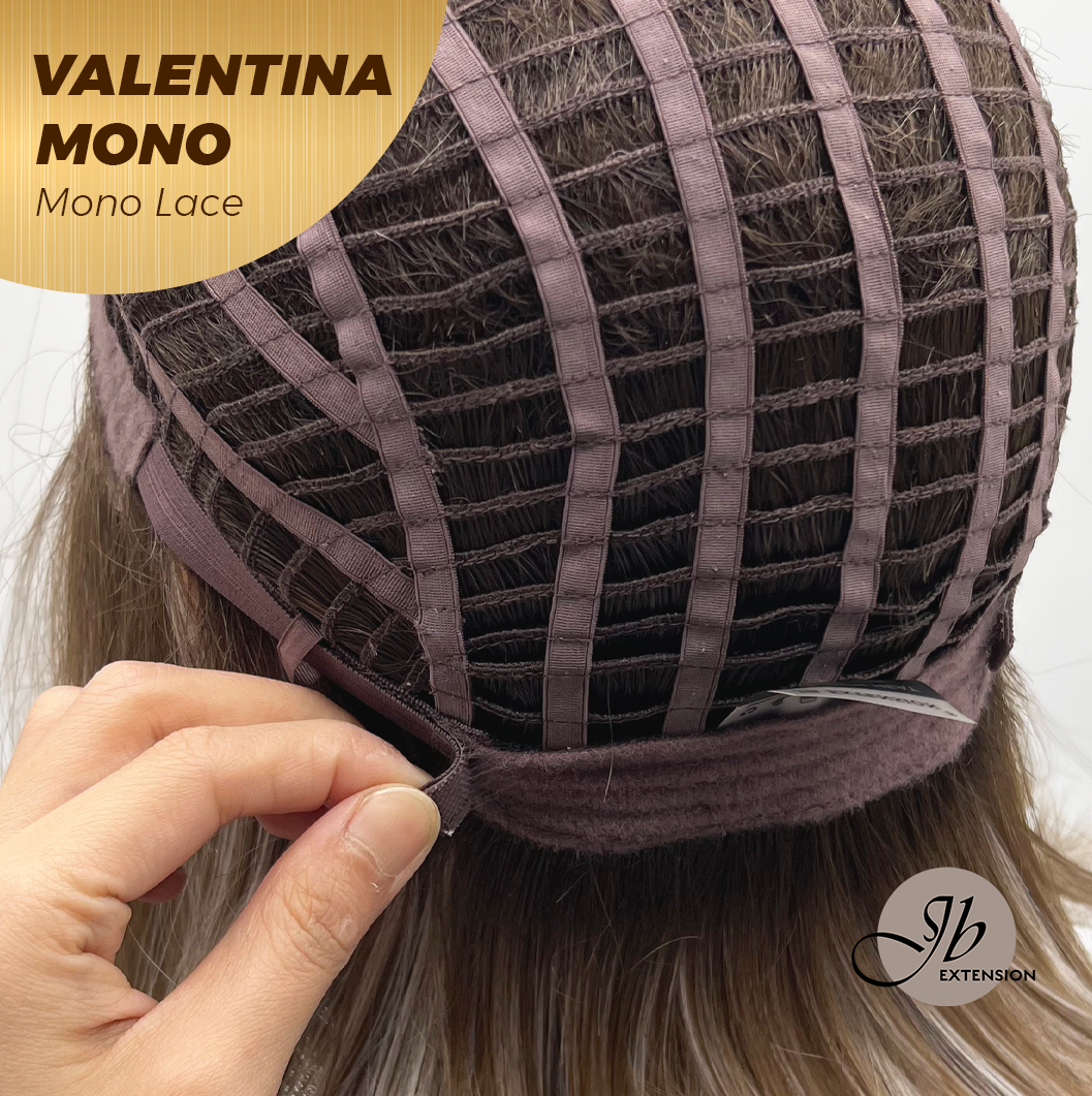 [FINAL SALE] JBEXTENSION VALENTINA MONO Monofilament Handmade Wig 6X5 Full Monofilament Hand Tied Top Wig 12 Inches Ombre Brown Full Mono Lace Wig With Anti-slip Silicone Strips Glueless Wig VALENTINA MONO【BENDY EAR TABS】