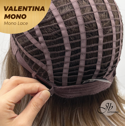 [FINAL SALE] JBEXTENSION VALENTINA MONO Monofilament Handmade Wig 6X5 Full Monofilament Hand Tied Top Wig 12 Inches Ombre Brown Full Mono Lace Wig With Anti-slip Silicone Strips Glueless Wig VALENTINA MONO【BENDY EAR TABS】