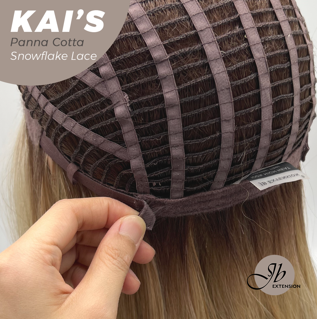 JBEXTENSION 18 Inches Panna Cotta Pre-Cut Snowflake Lace Frontlace Glueless Wig KAI'S PANNA COTTA【PERMATEASE】【BENDY EAR TABS】- M/L