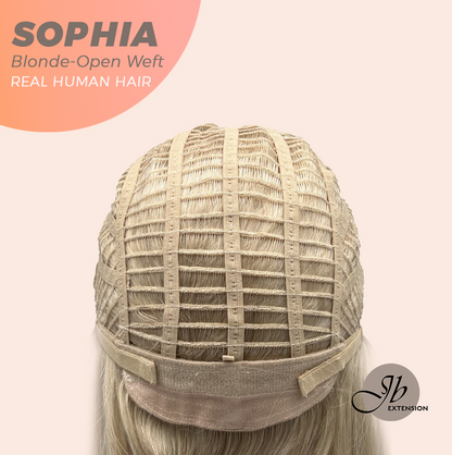 JBEXTENSION 12 Inches Blonde Pre-Cut Free Part Frontlace Glueless Real Human Hair Wig SOPHIA BLONDE - Open Weft【BENDY EAR TABS】