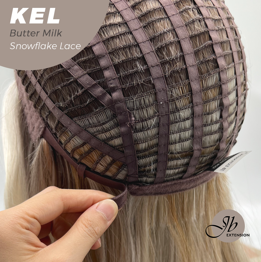 JBEXTENSION 22 Inches Butter Milk Pre-Cut Snowflake Lace Frontlace Glueless Wig KEL BUTTER MILK【PERMATEASE】【BENDY EAR TABS】- S/M