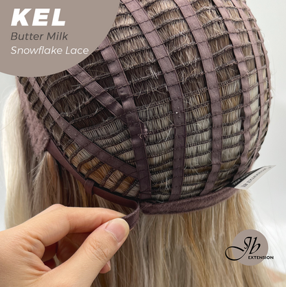 JBEXTENSION 22 Inches Butter Milk Pre-Cut Snowflake Lace Frontlace Glueless Wig KEL BUTTER MILK【PERMATEASE】【BENDY EAR TABS】- S/M