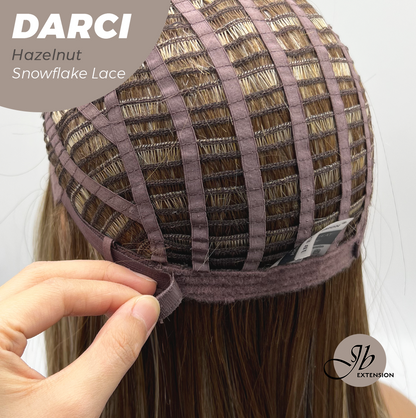 [FINAL SALE] JBEXTENSION 25 Inches Hazelnut Blonde Highlight Pre-Cut Snowflake Lace Frontlace Glueless Wig DARCI HAZELNUT【PERMATEASE】【BENDY EAR TABS】- M/L