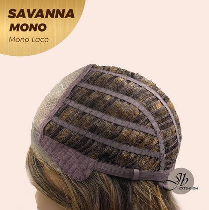 JBEXTENSION SAVANNA MONO Monofilament Handmade Wig 6X5 Full Monofilament Hand Tied Top Wig 16 Inches Caramel Wave Mono Lace Wig with Anti-slip Silicone Strips Glueless Wig SAVANNA MONO - CARAMEL【BENDY EAR TABS】