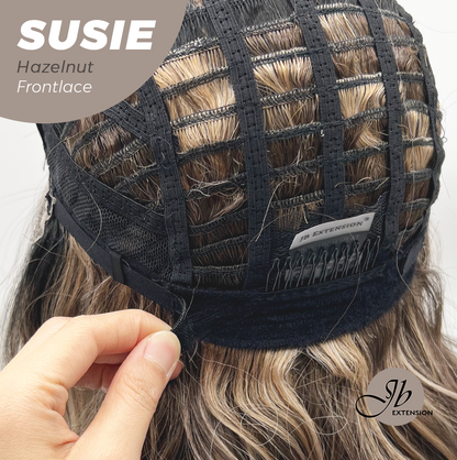 JBEXTENSION 16 Inches Hazelnut Women Pre-Cut Frontlace Glueless Wig SUSIE HAZELNUT