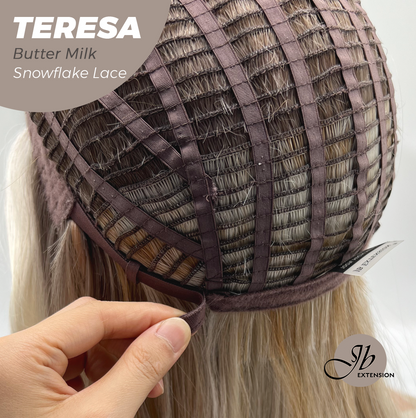 JBEXTENSION 18 Inches Butter Milk Pre-Cut Snowflake Lace Frontlace Glueless Wig TERESA BUTTER MILK【PERMATEASE】【BENDY EAR TABS】- M/L